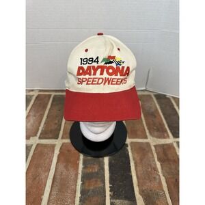 Vintage 90s‎ 1994 Daytona Speedweeks Red White Cap Racing Snapback Hat Trucker